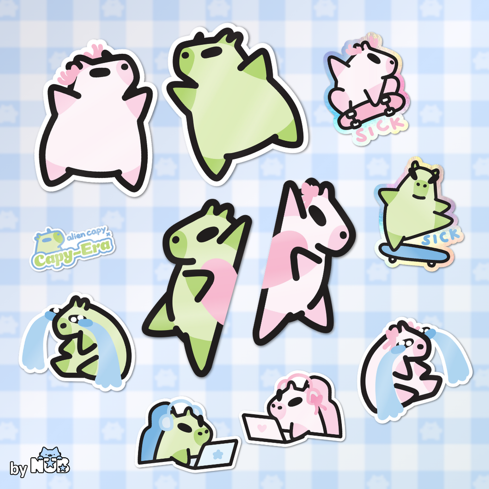 Couple Alien Capybara Sticker Pack