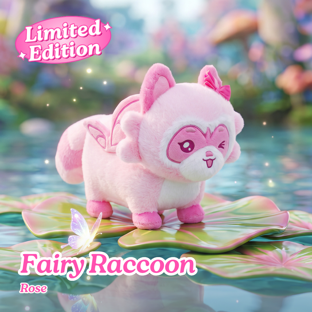 Fairy Raccoon Plushie - Rose 🌹