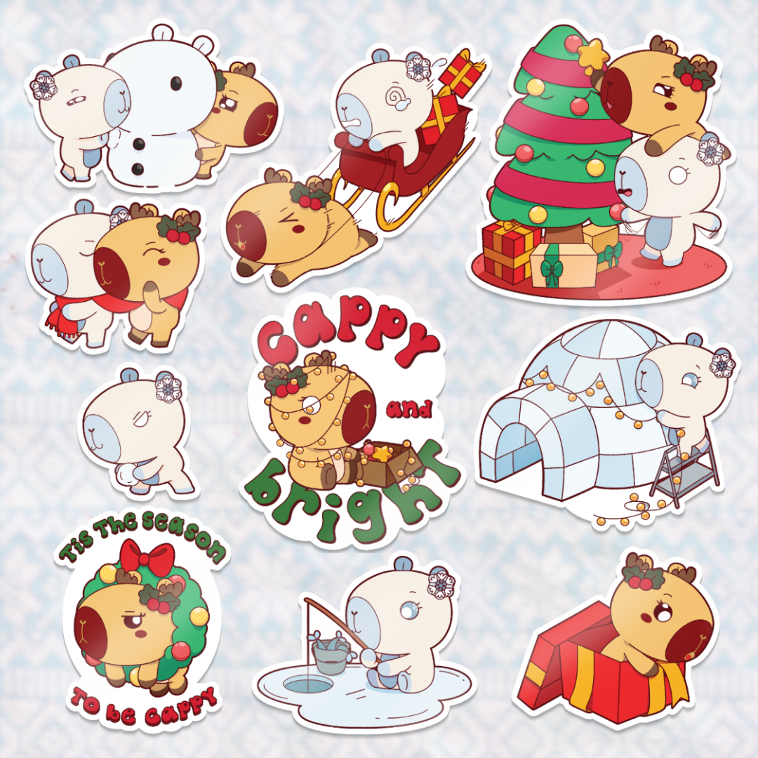 Winter Capybaras Sticker Pack