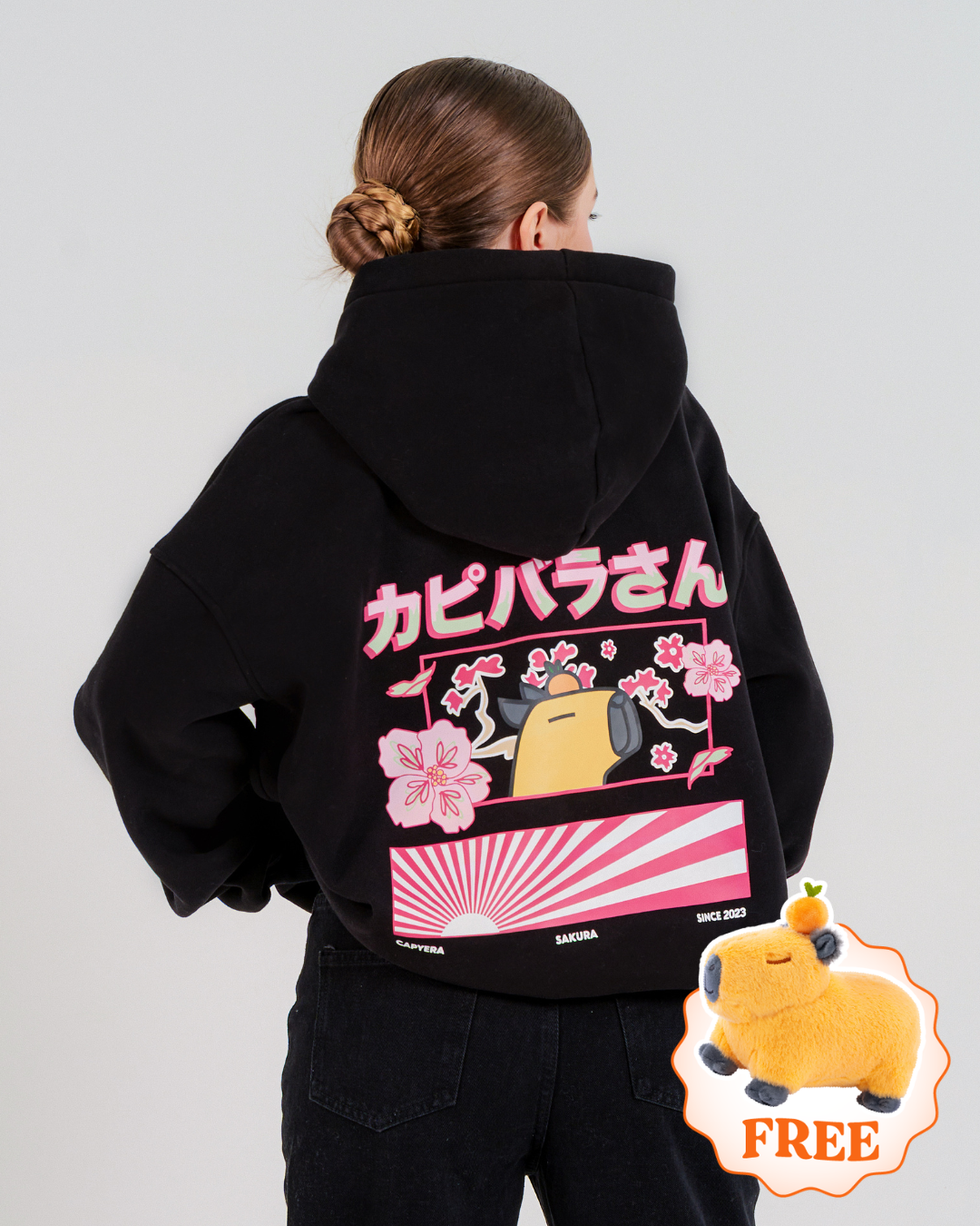 Anime Capybara Hoodie - Black