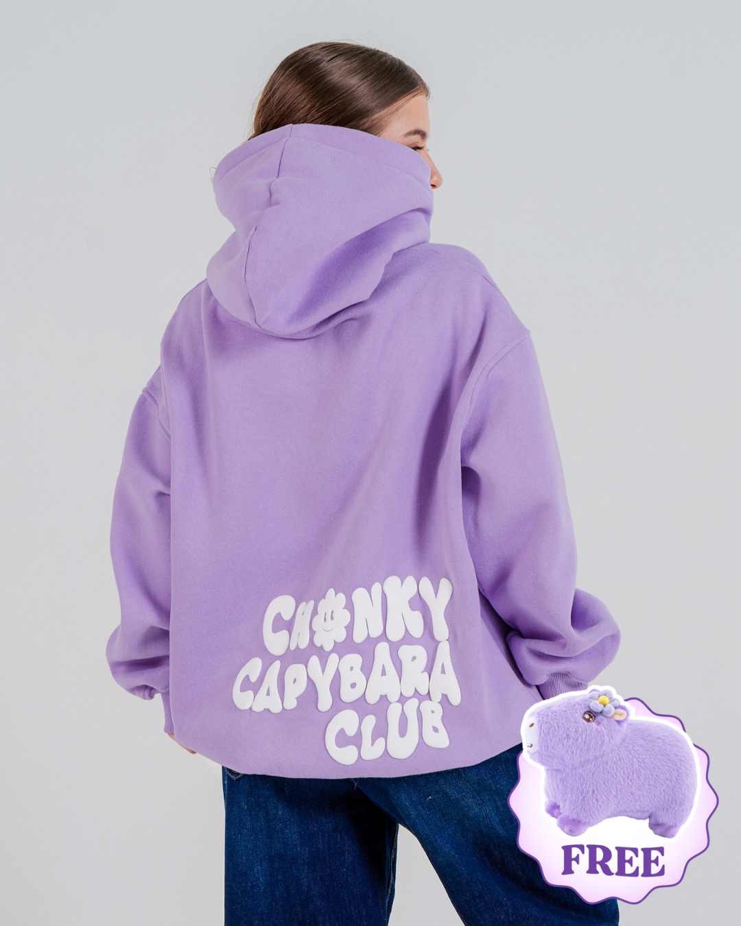 Chonky Capybara Hoodie - Lilac