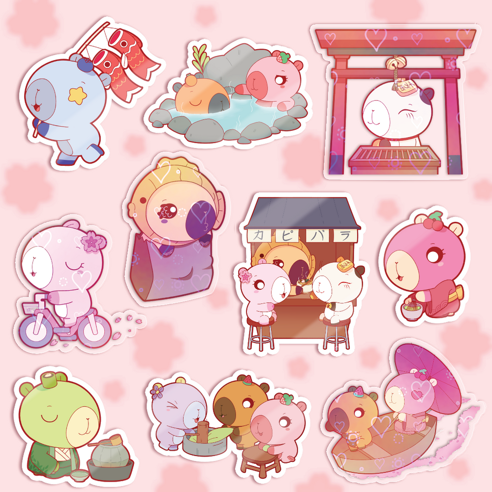 Capy Goes to Japan Sticker Pack